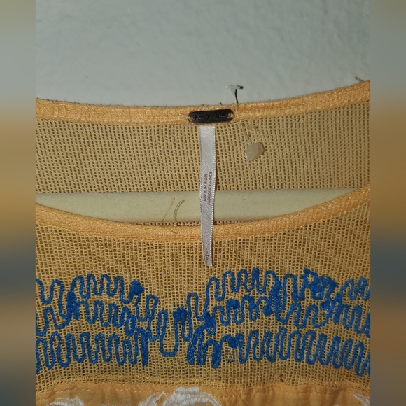Free People Love Letter Embroidered Peasant Blouse Tangerine - Size: S - Picture 8 of 8